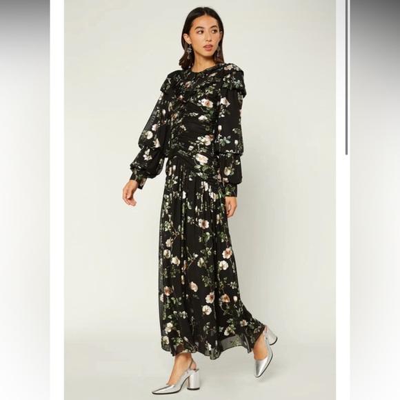 Current Air Dresses & Skirts - NWT Current Air Floral Long Sleeve Maxi Ruched ruching gown